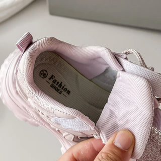 Korean Style Sport Shoes For Girls Luxury Sequins Teenager Girl's Sneakers EVA Lightweight Outdoor Running Shoes For Girls