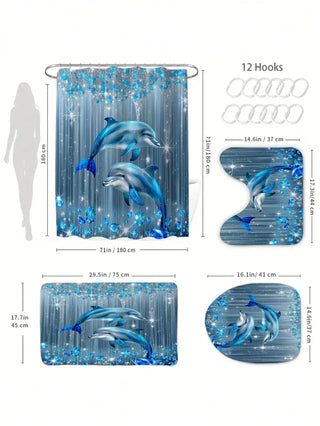 Modern Waterproof Shower Curtain Set