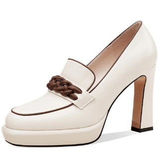 Genuine Leather Platform High Heels Pumps