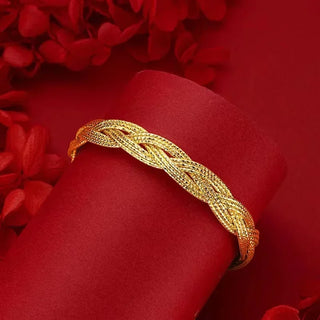 9999 24K Real Yellow Gold Bohemian Flash Bracelet, High - end Light Luxury Open for All - occasion Use