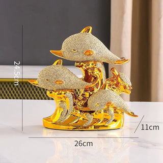 Modern Creative Dolphin Statue Ceramic Accessories Home Bedroom Desk Cabinet Decoration Items Office Cafe Table Sculpture Decor