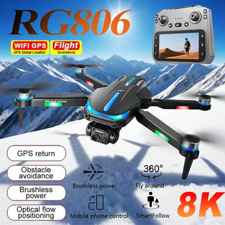 RG806 Max RC Drone With GPS 8K HD Dual Cameras 360° Obstacle Avoidance Aerial Photography Four-Axis Stability Security Monitorin