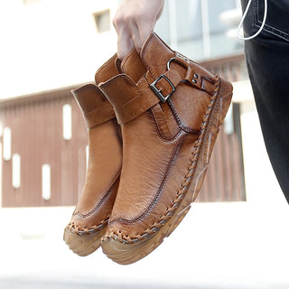 Luxury High Top Mens Casual Shoes Fashion Genuine Leather Men's Ankle Boots Slip on Leisure Walking Footwear Comfort Work Boots