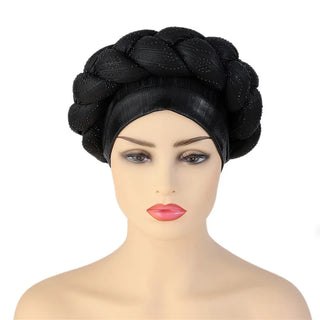 Glitter Diamonds Braids African Autogele Headtie Women Turban Cap Female Head Wraps
