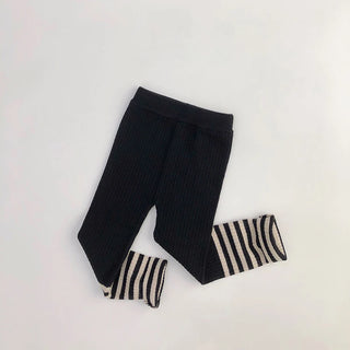 MILANCEL 2024 Autumn Winter High Elastic Knitted Kids Sweater Pants Skinny Solid Toddler Boys Girls Leggings Trousers for 1-6y