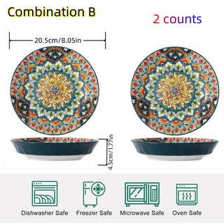 Bohemian Mandala Ceramic Dinner Plates