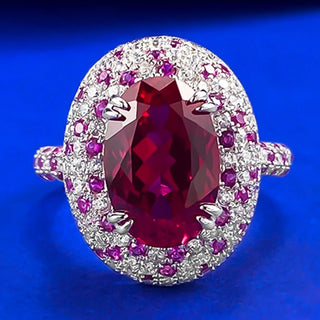 Luxury Oval Ruby Gems Diamond Ring