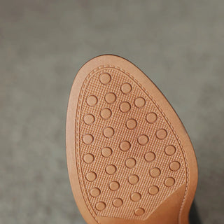 Genuine Leather Chunky Heel Boots