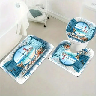 Lighthouse Pattern Shower Curtain Set