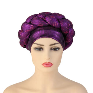 Glitter Diamonds Braids African Autogele Headtie Women Turban Cap Female Head Wraps