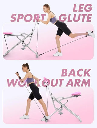 Good Pink Squat Machine for Home,Rodeo Core Exercise Machine,330lbs Foldable,Adjustable 4 Resistance Bands,Ride & Rowing Machine