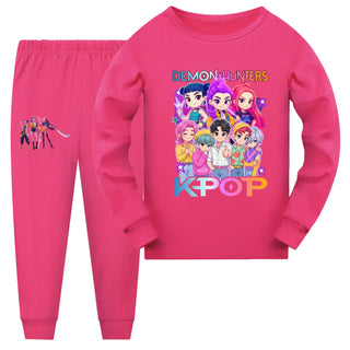 Kpop Demon Hunters Cartoon Kids Clothes Girls Pajama Set Fashion Boys Long Sleeve Pyjamas Children Sleepwear Suit 4982