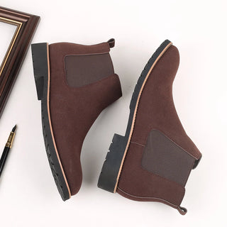 Fashion Men's Ankle Boot New Leather Men's Chelsea Boots Men Shoes Casual Black Sleeve Boots Outdoor High Top Wedding Shoes Male