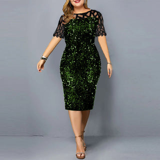 Lady Curvy Shiny Bodycon Party Dress