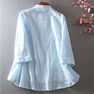 Pure Cotton Embroidery Cardigan Blouse