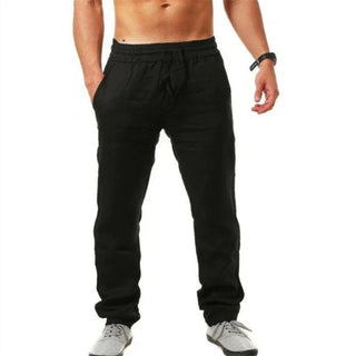 Summer Men Cotton Linen Pants Soild Casual Trousers Breathable Training Gym Pants Sport Sweatpants Joggers Hip Pop Streetwear