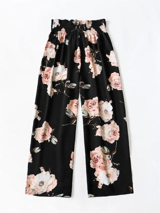 Floral Print Bow Front Wide Leg Pants - Epictzar Intl.