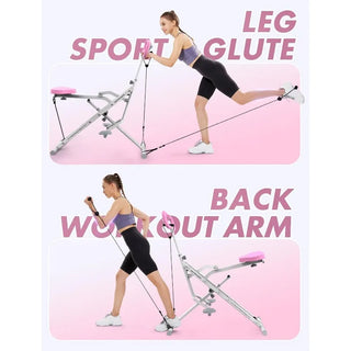 Sportsroyals Pink Squat Machine for Home,Rodeo Core Exercise Machine,330lbs Foldable,Adjustable 4 Resistance Bands