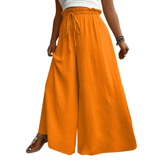 Women Wide Leg Drawstring Trousers