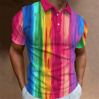 Graffiti Stripe Print Polo Shirt