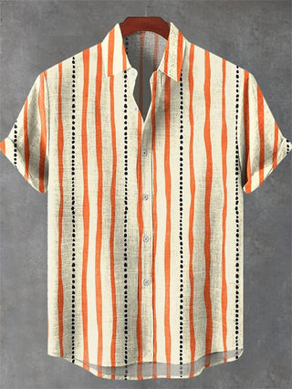Men's Striped Linen Short Sleeve Shirt - Epictzar Intl.