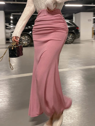 Elegant High Waisted Satin Skirts