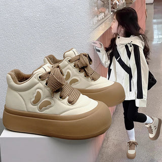 Winter Snow Boots For Children PU Leather Warm Cotton Shoes For Boys Girls Anti-slippery Height Increasing Kid's Plush Boots