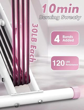 Good Pink Squat Machine for Home,Rodeo Core Exercise Machine,330lbs Foldable,Adjustable 4 Resistance Bands,Ride & Rowing Machine