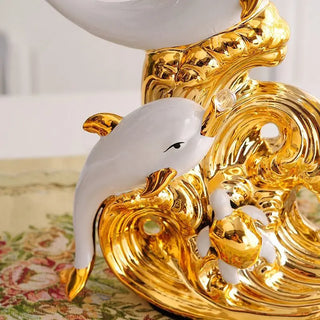 Modern Creative Dolphin Statue Ceramic Accessories Home Bedroom Desk Cabinet Decoration Items Office Cafe Table Sculpture Decor
