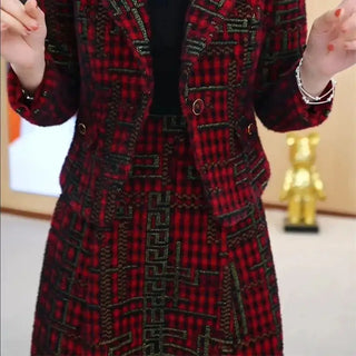 Vintage 2-Pcs Plaid Skirt Set