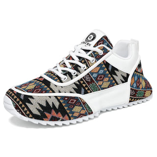 Men's casual sneakers canvas print flat high top couple shoes non-slip thick sole breathable loafer walking student shoes