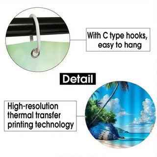 Tropical Beach Decorative Shower Curtain Set