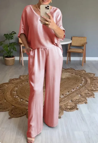 Ladies Trendy Satin Pants Suits