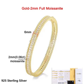 COSYA GRA Certified Full Moissanite Bangles S925 Silver 18K Gold Sparkling Lab Diamond Bracelet Luxury Jewelry Gifts For Women