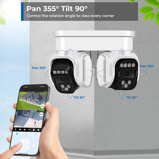 8MP 4K Dual PTZ Wifi Camera 10X Digital Zoom Outdoor Surveillance Camera Human Detection 4MP HD CCTV Security Camera iCam365 APP