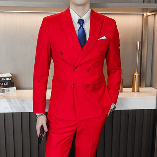 S-6XL Blazer Pants Men's Double-breasted Suit Jacket and Trousers Men's Casual Business Suits Groom's Wedding Dress Party Tuxedo