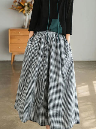 Elegant Wide Leg Plaid Baggy Pants