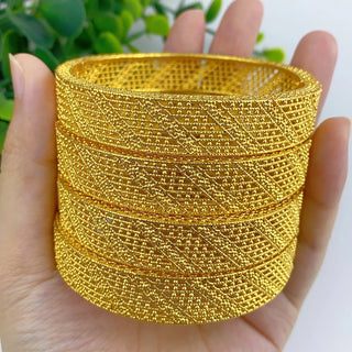 Luxury Dubai 24K Gold Plated Bangles For Women Indian African Bracelets Charm Wedding Ethiopian Arabic Hand Jewelry Party Gifts