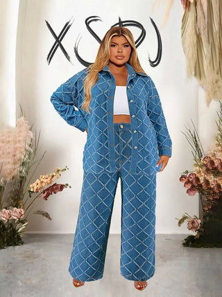 Casual Denim Plaid Pants Set - Epictzar Intl.