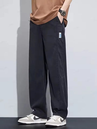 High Quality Summer Ultrathin Soft Lyocell Fabric Men's Casual Pants Elastic Waist Breathe Loose Straight Trousers Plus Size 5XL