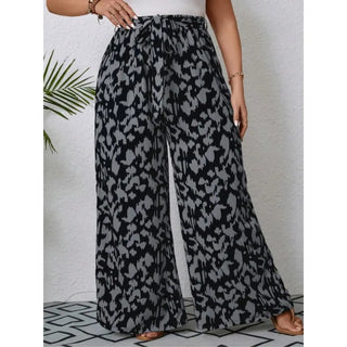 Plus Size 1XL-5XL Women's Summer Casual Fashion New Printed Wide Leg Elastic Waist Pants