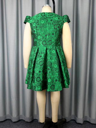 Floral Jacquard A Line Dress