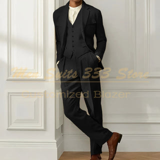 High Quality Single Breasted 3 Pcs Pants Suits
