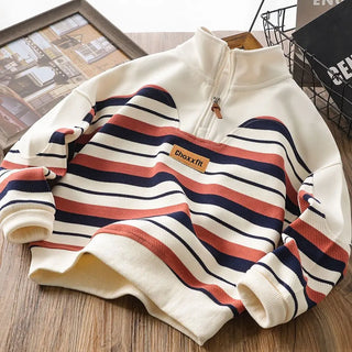 Boys Striped Fashion Loose Sweatshirt