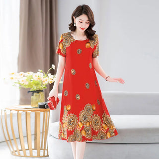 Short Sleeved Printed Women Night Sleepwear