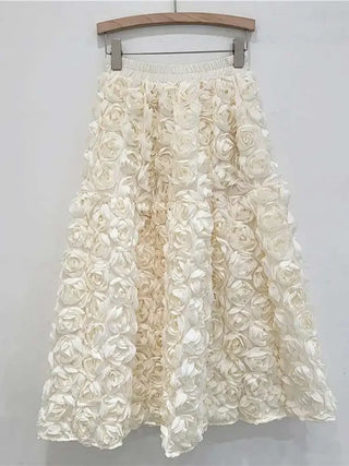 Elegant Elastic Waist Floral Design Skirts