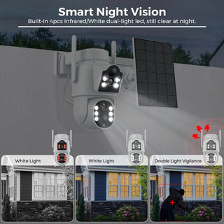 4K 8MP WiFi Solar Camera Outdoor Battery WiFi IP Camera Dual Lens Wireless Surveillance Camera iCsee APP Security Protection