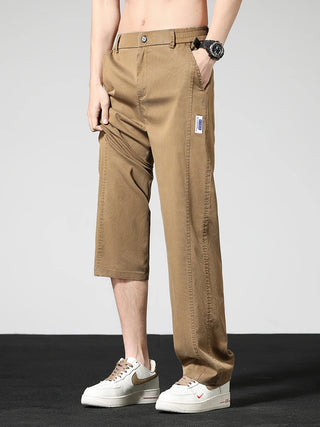 Summer Thin Casual Pants Men's Straight Wide Pants Brand Clothing Lyocell Stretch Loose Trousers Korean Trendy Man Clothing