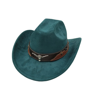 Suede Leather Cowboy Fedora Hat