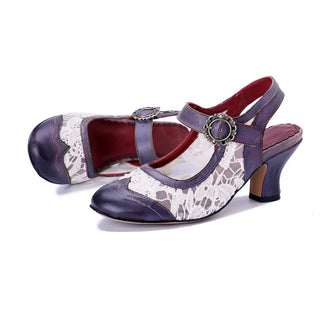 Colorful Floral Cutout Block Heel Sandals